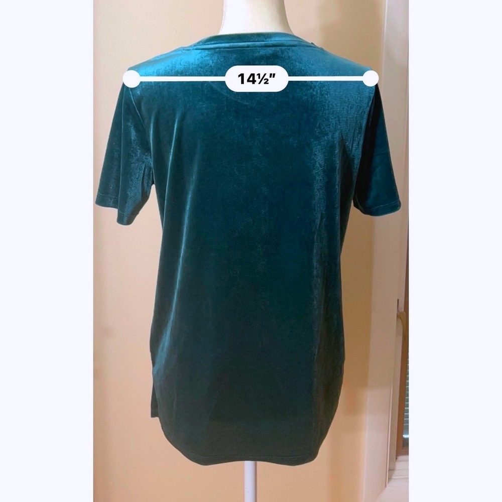 Old Navy T-Shirt Top Velvet Small Teal Green Luxe Casual Workwear - Picture 6 of 7